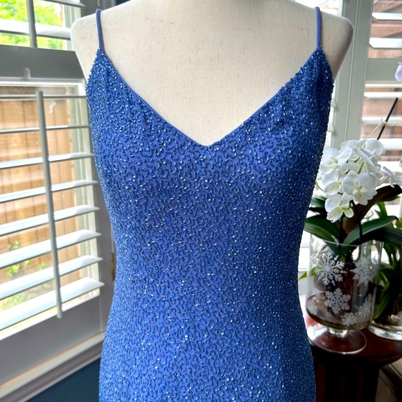 Michelangelo periwinkle beaded embellished evening gown/prom/wedding - Picture 6 of 13